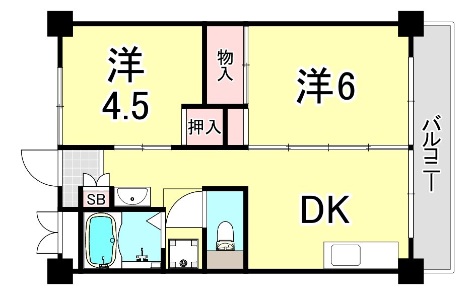 ビレッジハウス南清水タワー1号棟の間取り