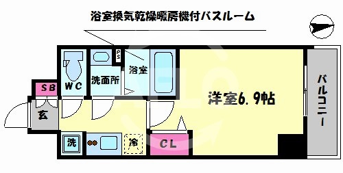 プレサンス阿波座駅前の間取り|プレサンス阿波座駅前　開放感ある間取