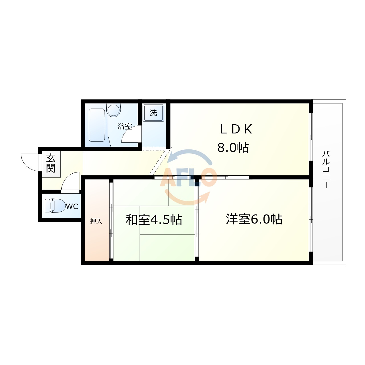 ハイツ鍛冶　九条北小学校区の間取り|ハイツ鍛冶　間取り