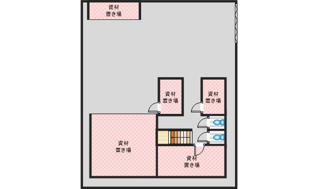成合事務所付き資材置き場の間取り|1F