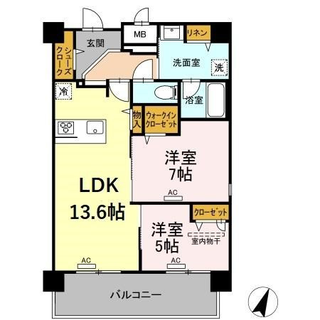 グランデール博多の間取り