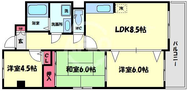 ドーム1番館　日吉小学校の間取り|ドーム１番館　間取り
