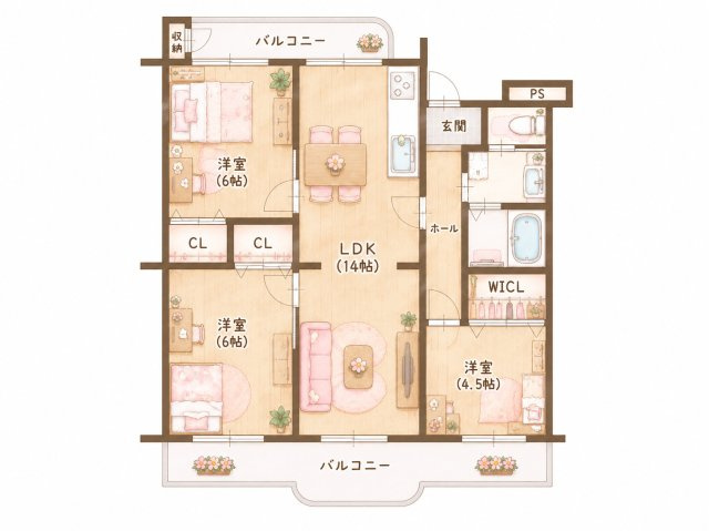 住道駅前住宅21号棟の間取り|間取り図はいかがですか？ご希望を叶える間取りですか？リビングの広さは？水回りの位置は？カウンターキッチン？など色々な情報が集約されています。弊社ではリフォームなどのご相談も承っております。