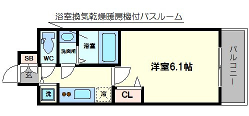 プレサンス京町堀ノースの間取り|プレサンス京町堀ノース　広々とした間取