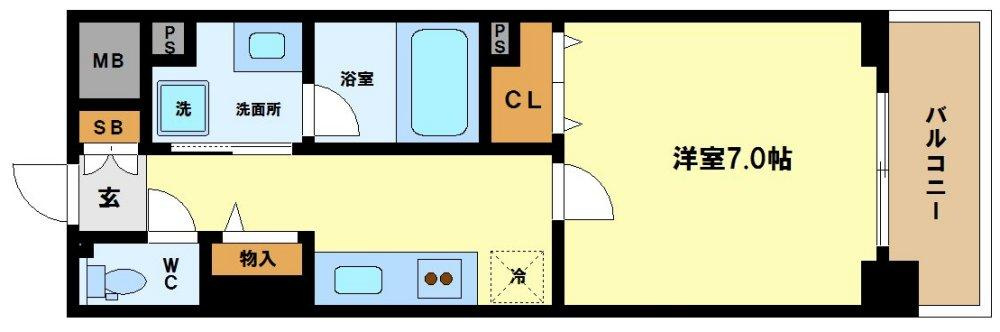 ハビテ靱センターコートの間取り|ハビテ靭センターコート広々とした使い勝手の良い間取り