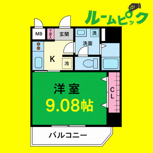 ピースプレイス牛巻　名古屋市賃貸　仲介手数料無料の間取り