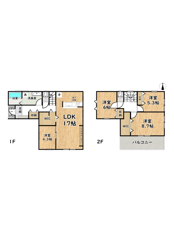 姫路市田寺東3期/新築戸建の間取り