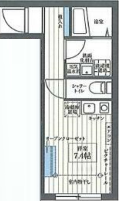 COCOCUBE矢口渡の間取り|1R洋室7.4帖独立洗面台