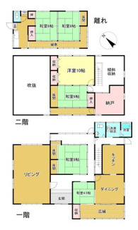 【間取り】 | 湖南市サイドタウン2丁目　土地520坪以上のゆったり邸宅 | 母屋と離れの間取り