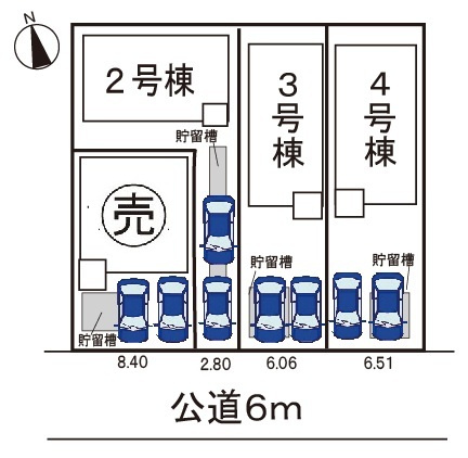 小牧市外堀2丁目　新築戸建　4号棟の区画図|全4区画