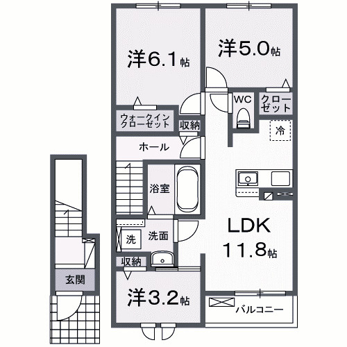 【間取り】 | プレッソ高崎Ｄ