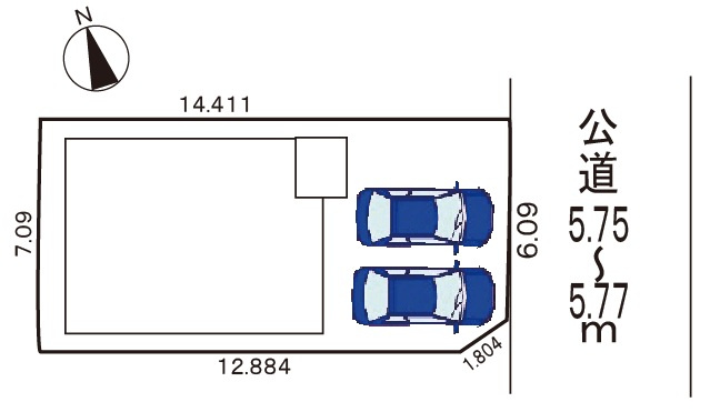 小牧市岩崎原1丁目　新築戸建の区画図|駐車並列2台可能