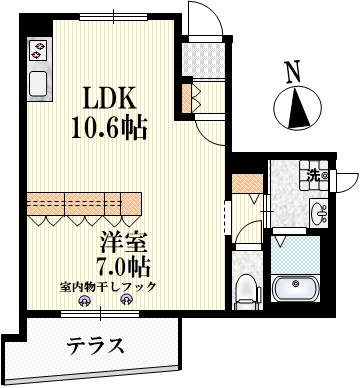 ガーデン欅　南棟の間取り|★可動収納がある南向き１ＬＤＫ★