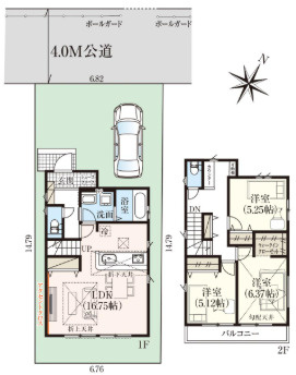 「折上天井×アクセントクロス」高知市十津2期1棟　新築一戸建ての間取り|家事動線に優れた3LDK＋WICの住まい。