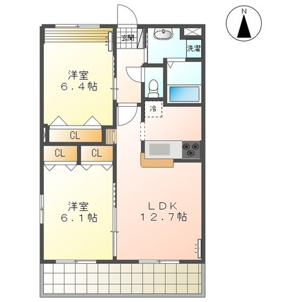 熊本市南区島町１丁目の賃貸マンションの間取り