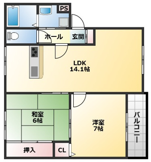 【間取り】 | ニューリバーサイド八尾南　Ｂ棟