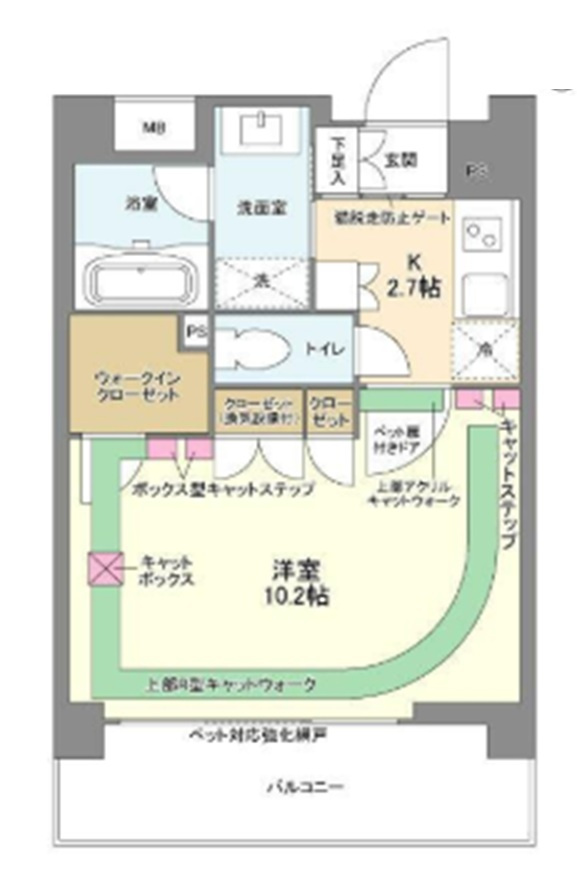 スタイリオ蒲田の間取り|南向きバルコニー洋室10.2帖！収納力のあるウォークインクローゼット+クローゼット！
独立洗面台トイレだけ独立のバストイレ別！