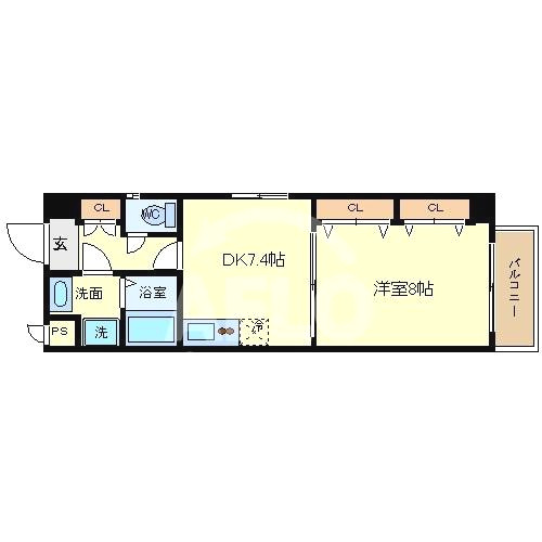 セントアミール南久宝寺の間取り|セントアミール南久宝寺　開放的な間取り（反転タイプ）