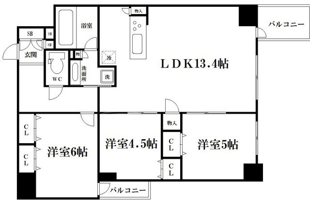大阪市中央区南船場２丁目の賃貸マンションの間取り