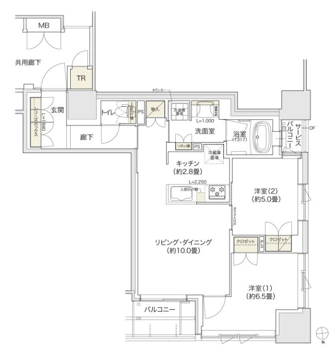大阪市中央区常盤町２丁目の賃貸マンションの間取り