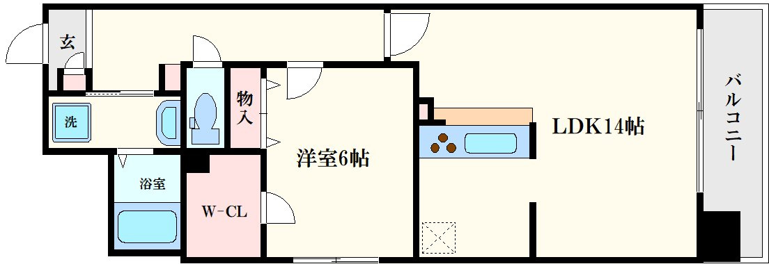 大阪市中央区松屋町の賃貸マンションの間取り