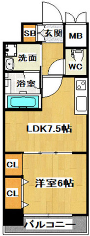 大阪市中央区南船場２丁目の賃貸マンションの間取り