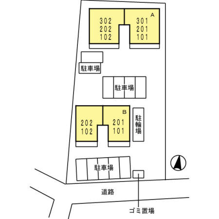 春日井市上条町３丁目のアパートの区画図