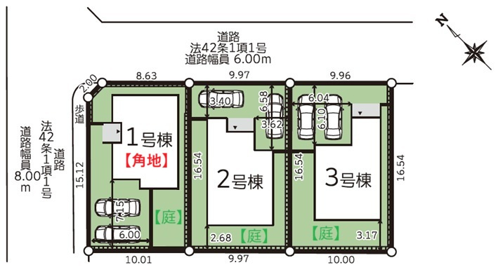 【新築戸建】札幌市手稲区前田7条14丁目3棟の区画図