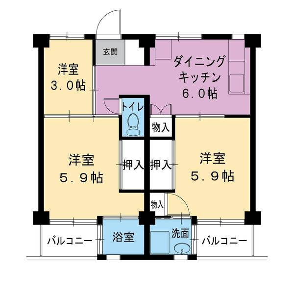 ビレッジハウス水島2号棟の間取り