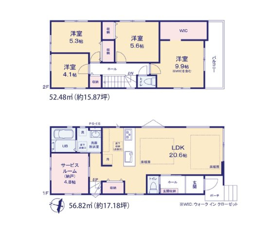 福岡市早良区有田2丁目第1-3棟（2号棟）の間取り|全居室収納付きで便利です。