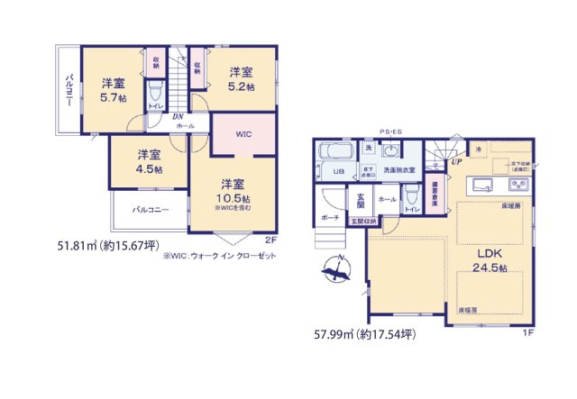 福岡市早良区有田2丁目第1-3棟（3号棟）の間取り|全居室収納付きで便利です。