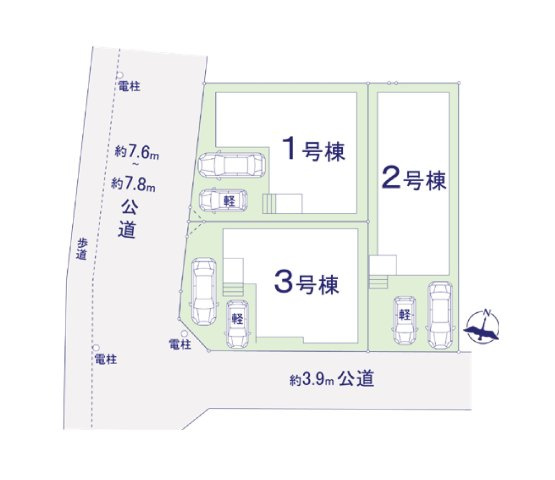 福岡市早良区有田2丁目第1-3棟（3号棟）の区画図|配置図（3号棟）