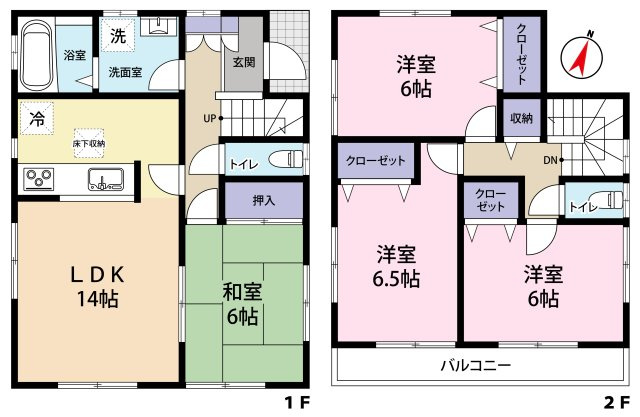 葛飾区新宿3丁目中古住宅の間取り|全室6帖以上の4LDK・カースペース