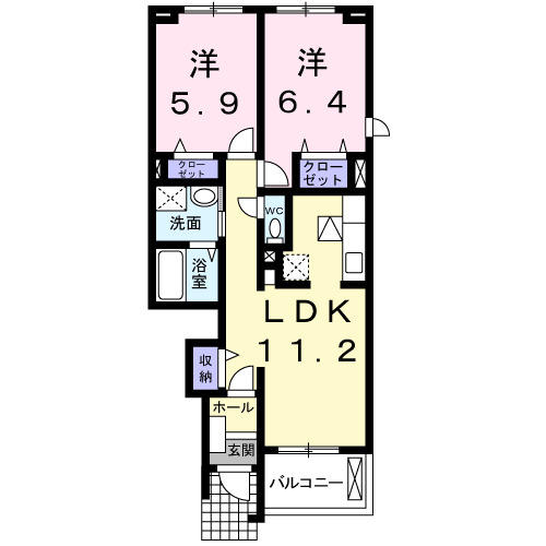 【間取り】 | サンレミ・国森Ｂ