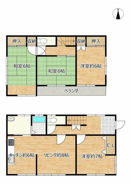 宇都宮市清原台６丁目　4ＬＤＫ　中古住宅の間取り