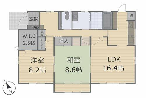 宇都宮市下岡本町　2ＬDＫ　中古住宅の間取り