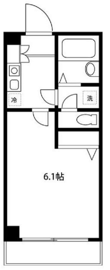 ラトゥール大森の間取り|1K洋室6.1帖バストイレ別