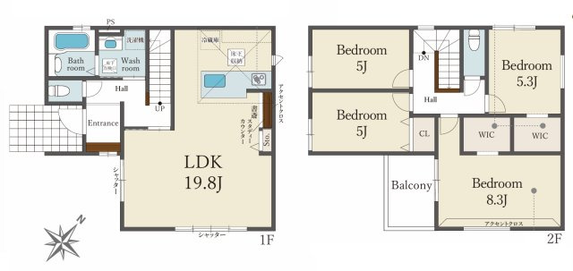 「JR魚住駅徒歩13分」「LDK19.8帖」魚住町16期　西岡　限定1棟の間取り