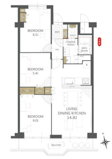 【間取り】阪急南茨木ハイタウン東奈良高層住宅Ｆ棟 
