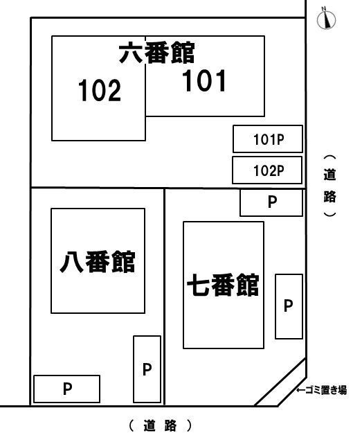 プラートフジ六番館・七番館・八番館の区画図