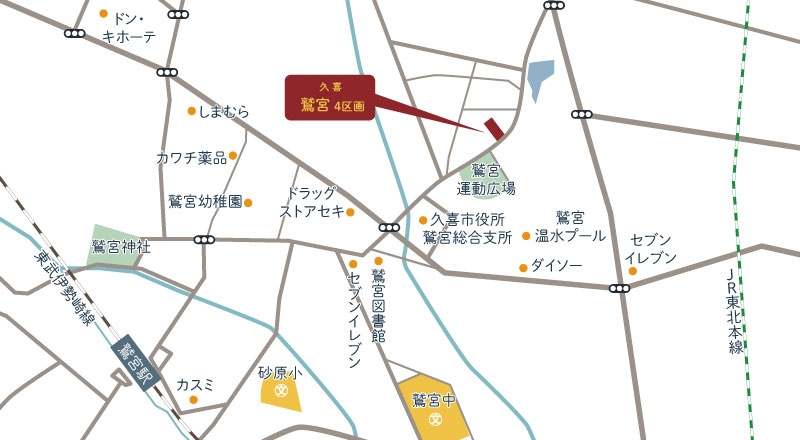 久喜市鷲宮（全4区画）1号棟　配置図