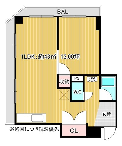おおきに北堀江サニーアパートメント3階の間取り