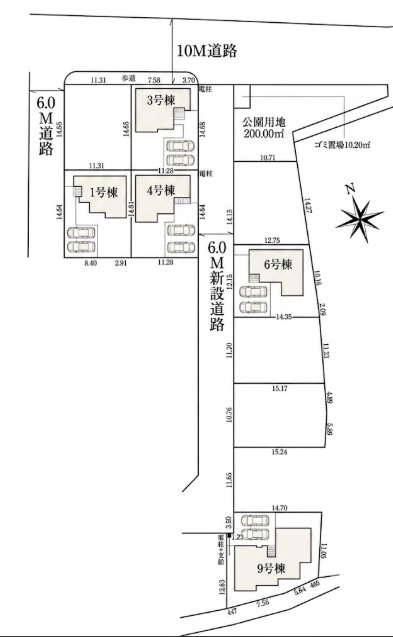 飯能市青木5期　全9棟　新築戸建　グラファーレの区画図