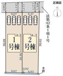 南丹市園部町若松町　新築一戸建ての区画図|全2区画
