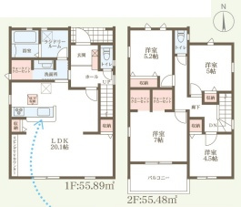 南丹市園部町若松町　新築一戸建ての間取り|2号地