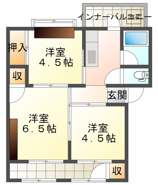 舞子片山団地の間取り|反転タイプ