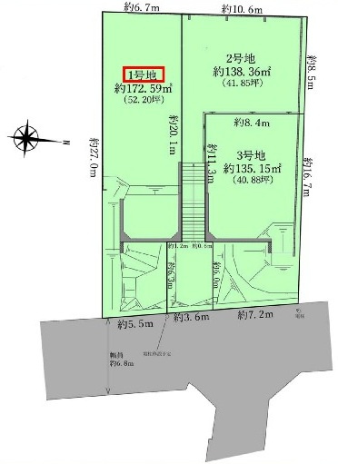 【ヴィレッタの杜】新甲陽町Ｉ　土地の土地図|1号地です