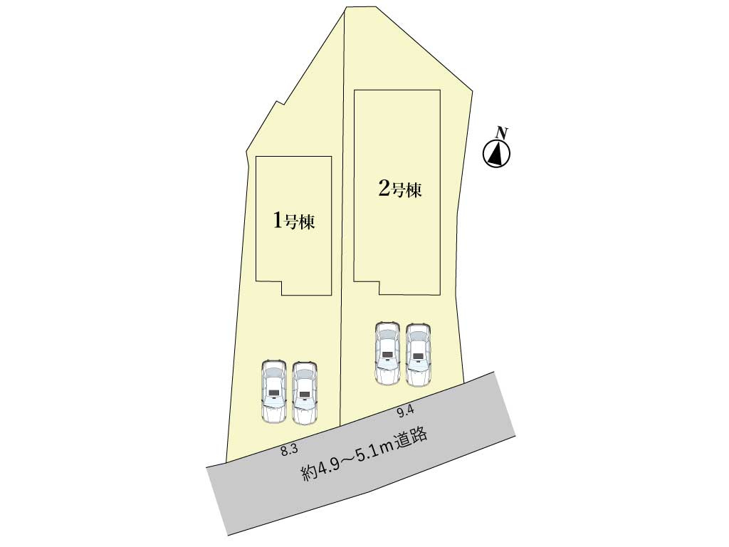 亀山市和田町《1号棟》の区画図|駐車スペース2台