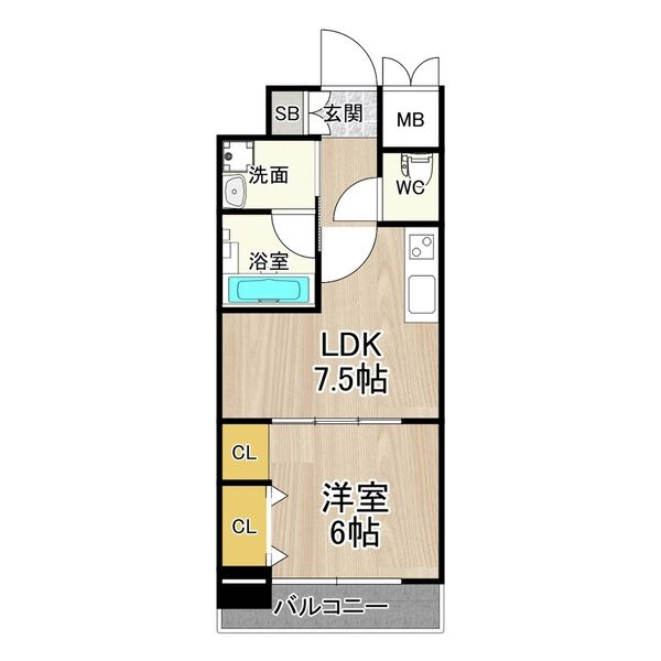 大阪市中央区南船場２丁目の賃貸マンションの間取り