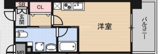 大阪市中央区上町の賃貸マンションの間取り